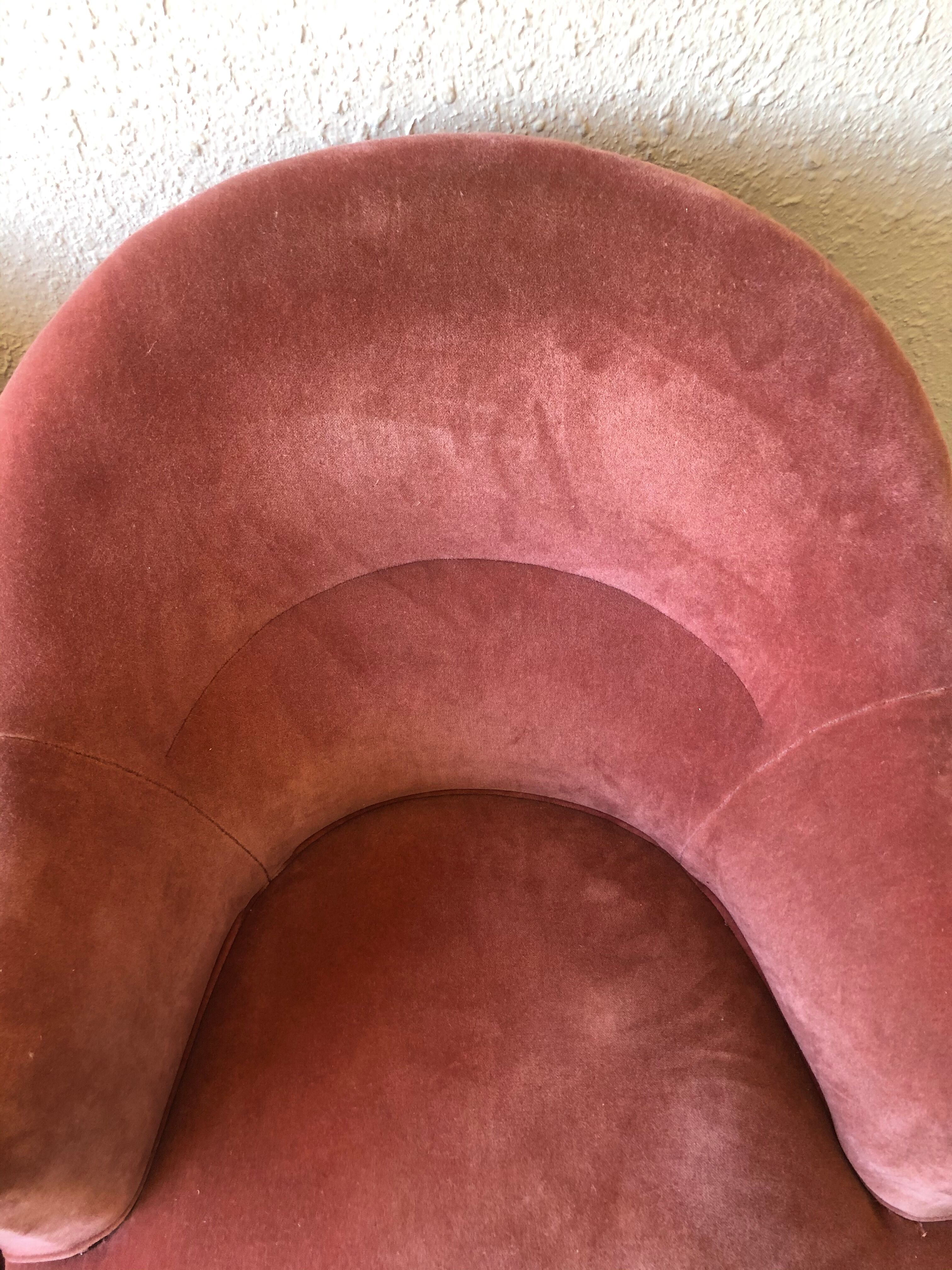 Pair of vintage pink velvet toad chair