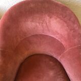 Pair of vintage pink velvet toad chair