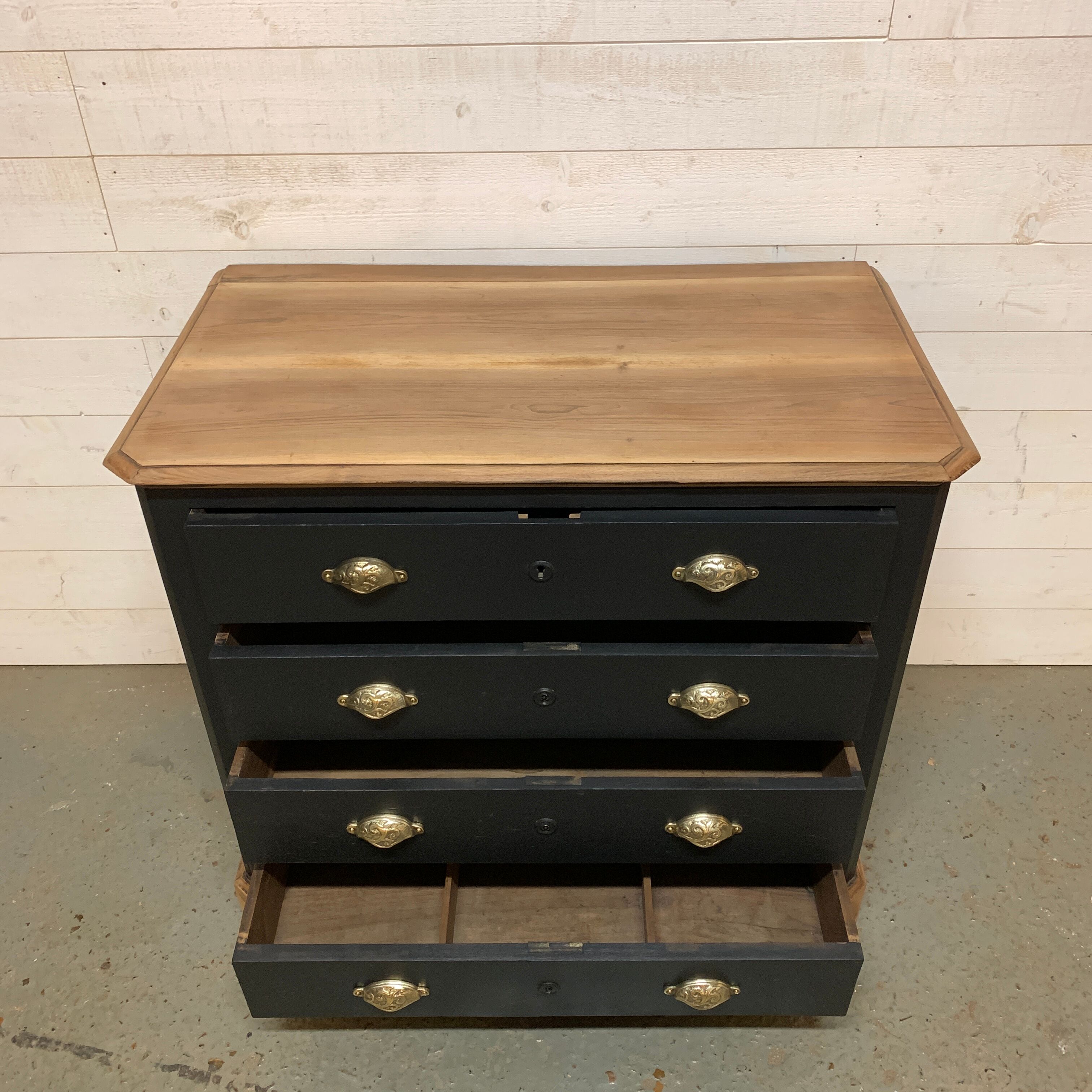 Chest of drawers 4 black drawers 1940