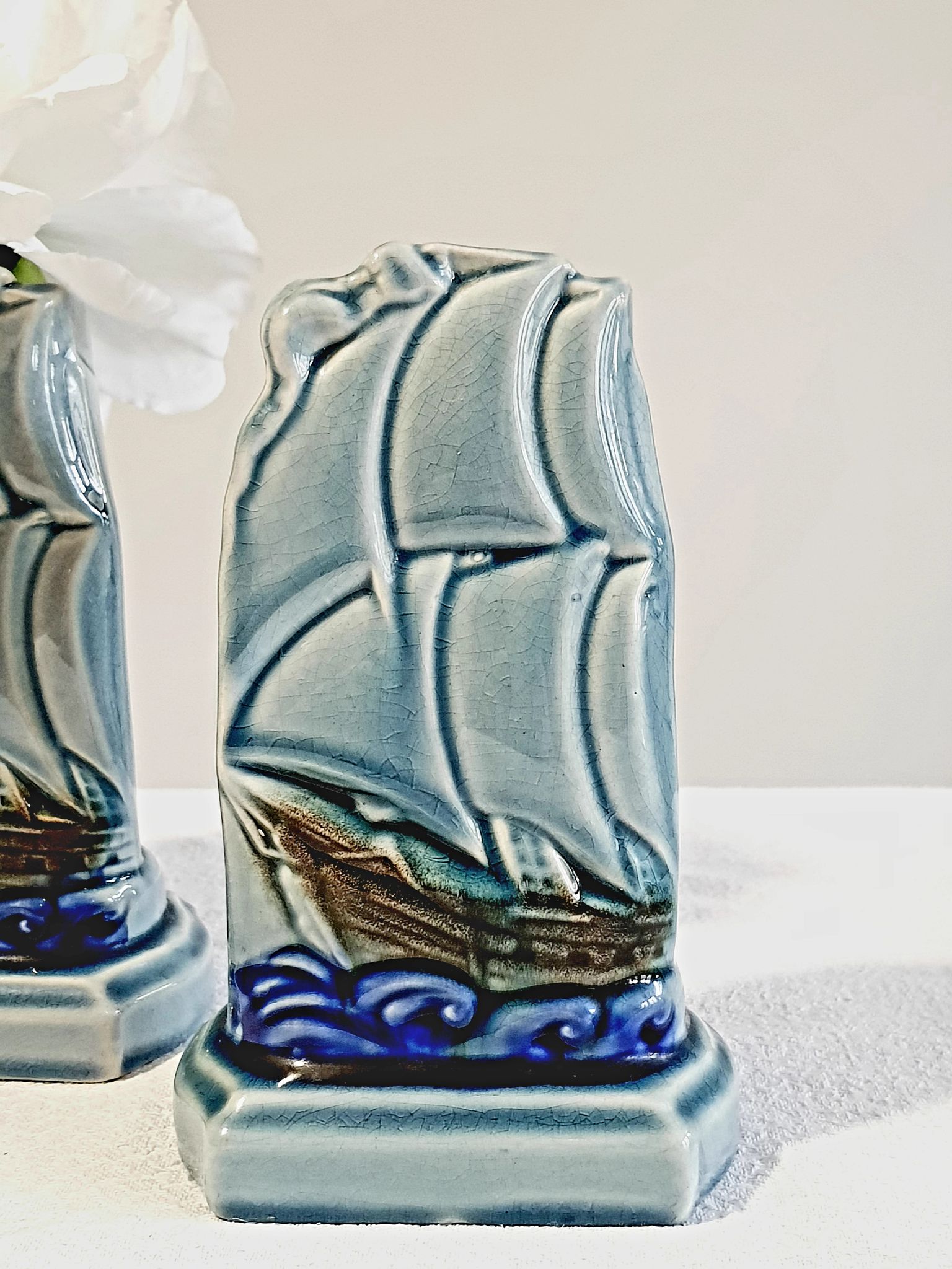 Pair of soliflores boats in dabr Sarreguemines ESDEVE