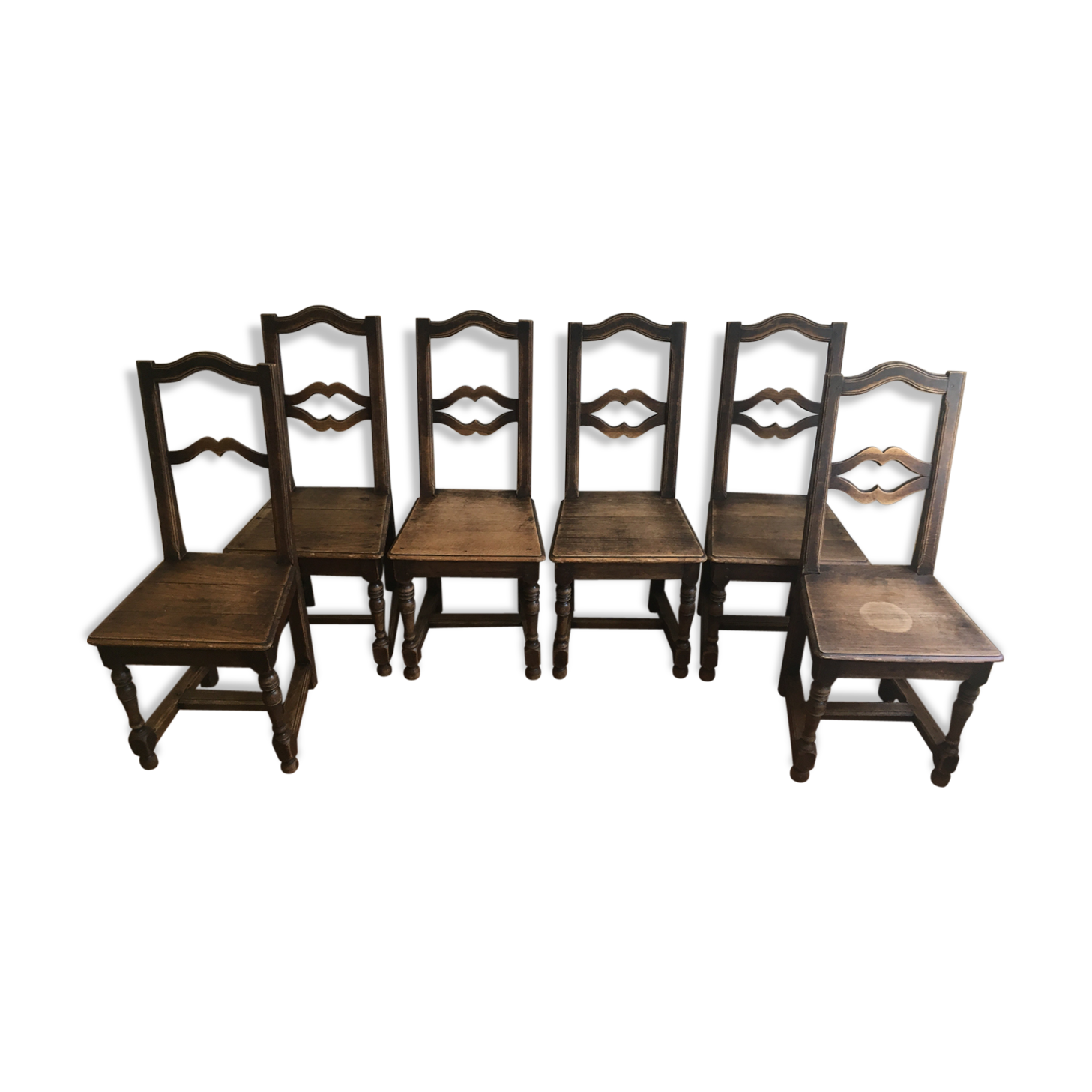 Set of 6 chairs in dark wood rustic