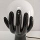 Black ceramic and opaline design hand lamp 90s