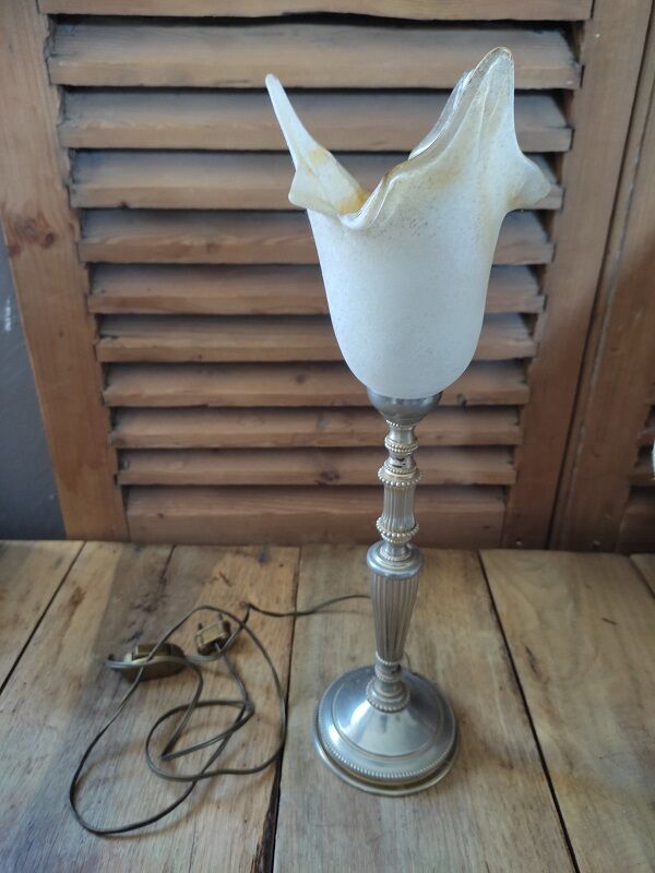 Bedside lamp living room metal tulip paste old vintage glass