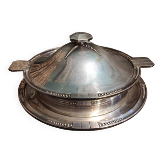 Art Deco silver plated serving dish with lid