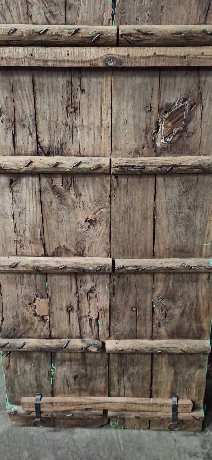 Old green wooden door