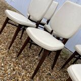 Chaises blanches vintage bois pied