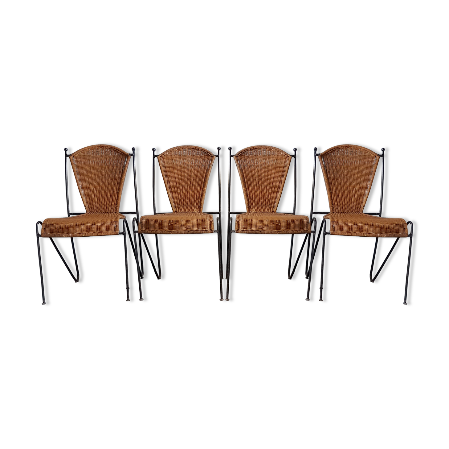 4 vintage canne chairs 1960