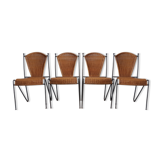 4 vintage canne chairs 1960