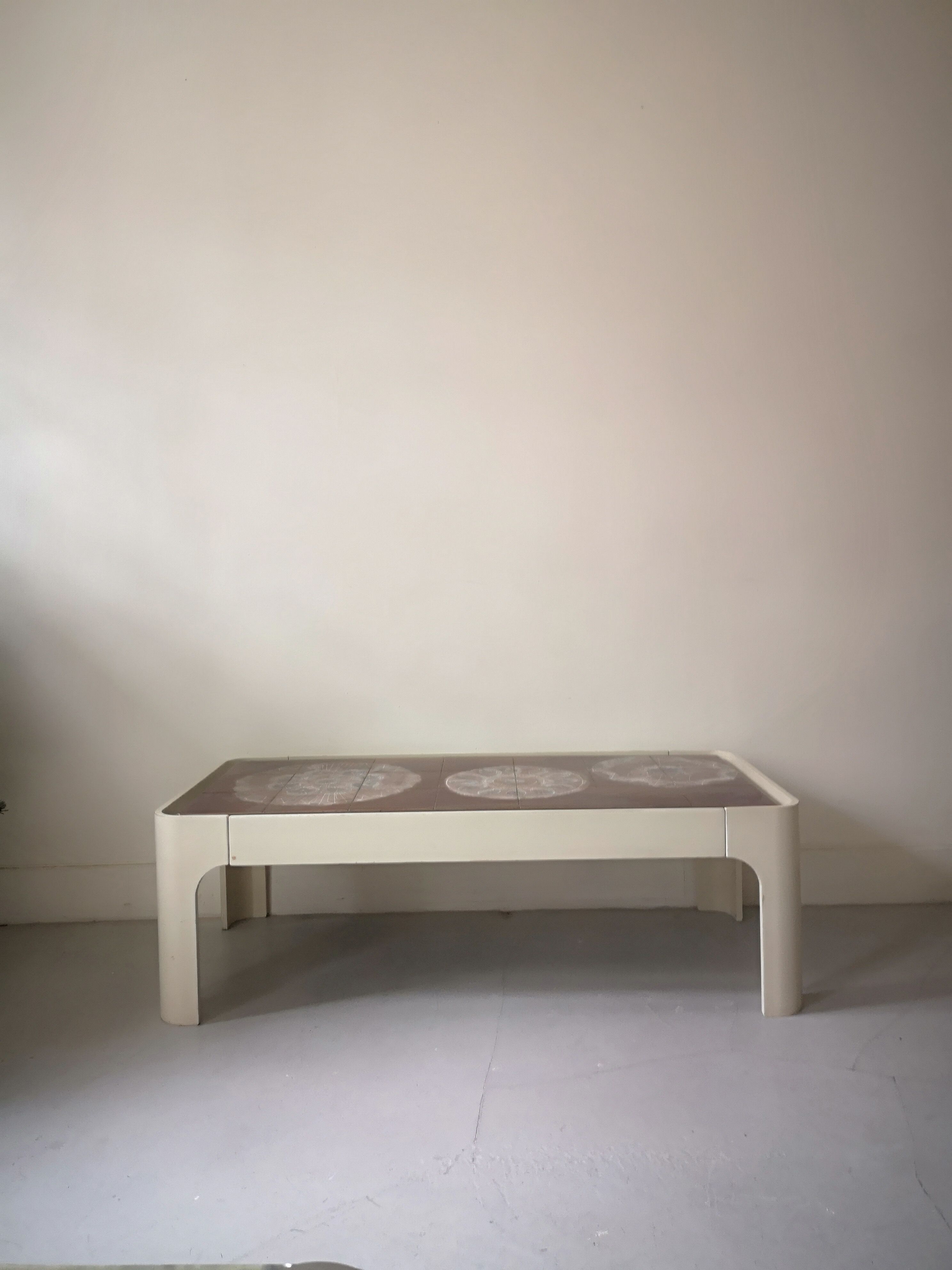 Coffee table in wood and ceramic, design 1970