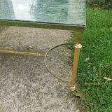 Table basse en laiton et marbre vert vers 1960- mid century
