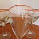 Set of 4 Blown Glass Bistro Glasses with Red Rim