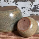 Three nesting pottery salad bowls in glazed stoneware