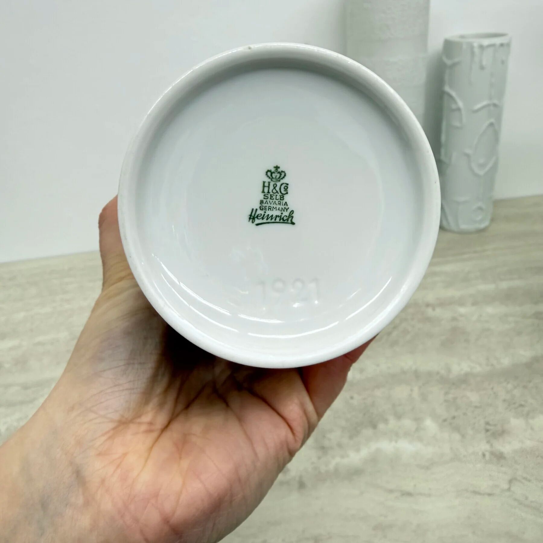 Set of 6 biscuit porcelain vases, 1970s