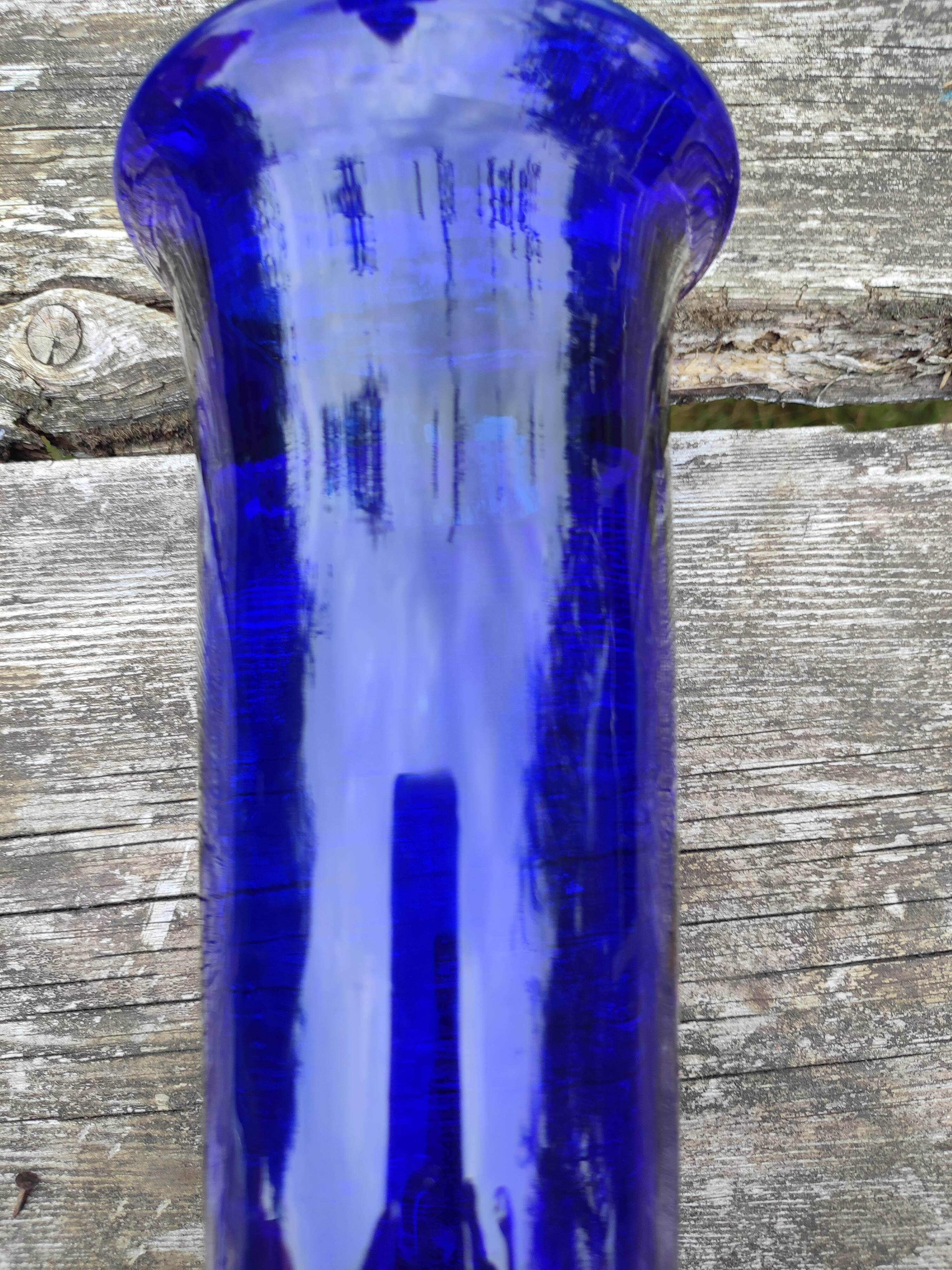 Blue glass vase