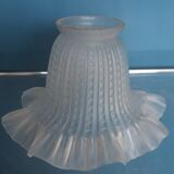 Pair of Art Nouveau 1900 frosted glass ceiling lights and their base