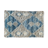 Tapis de laine noué à la main, couleur bleu\blanc, 90x60 cm
