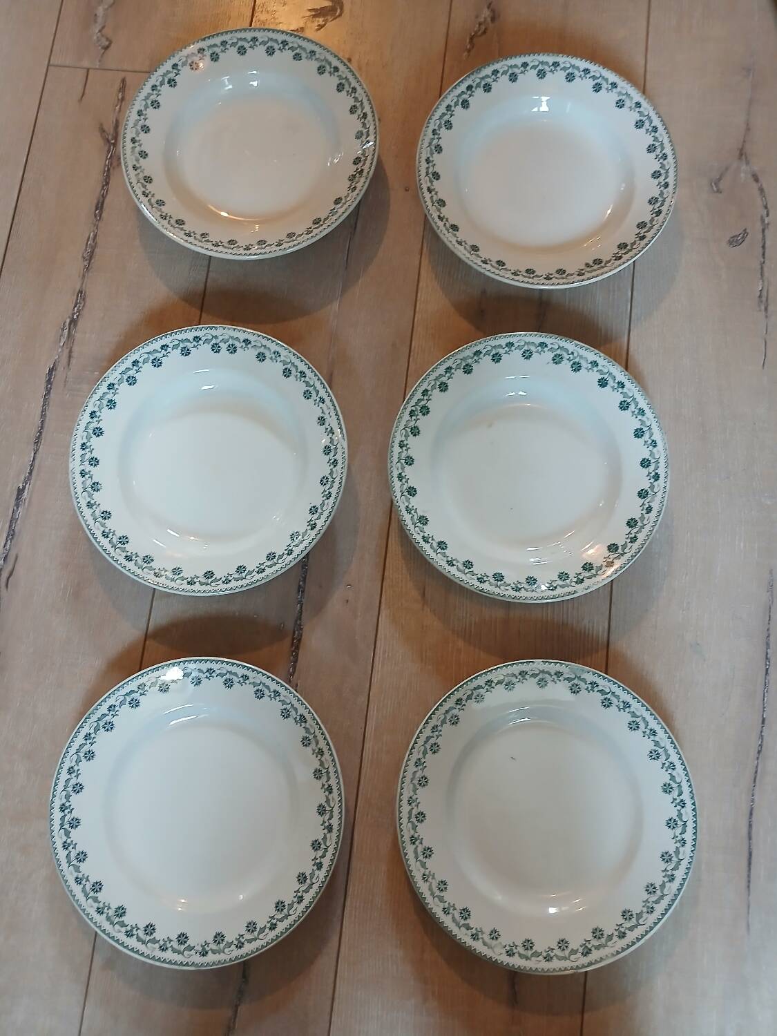 6 antique ironstone plates
