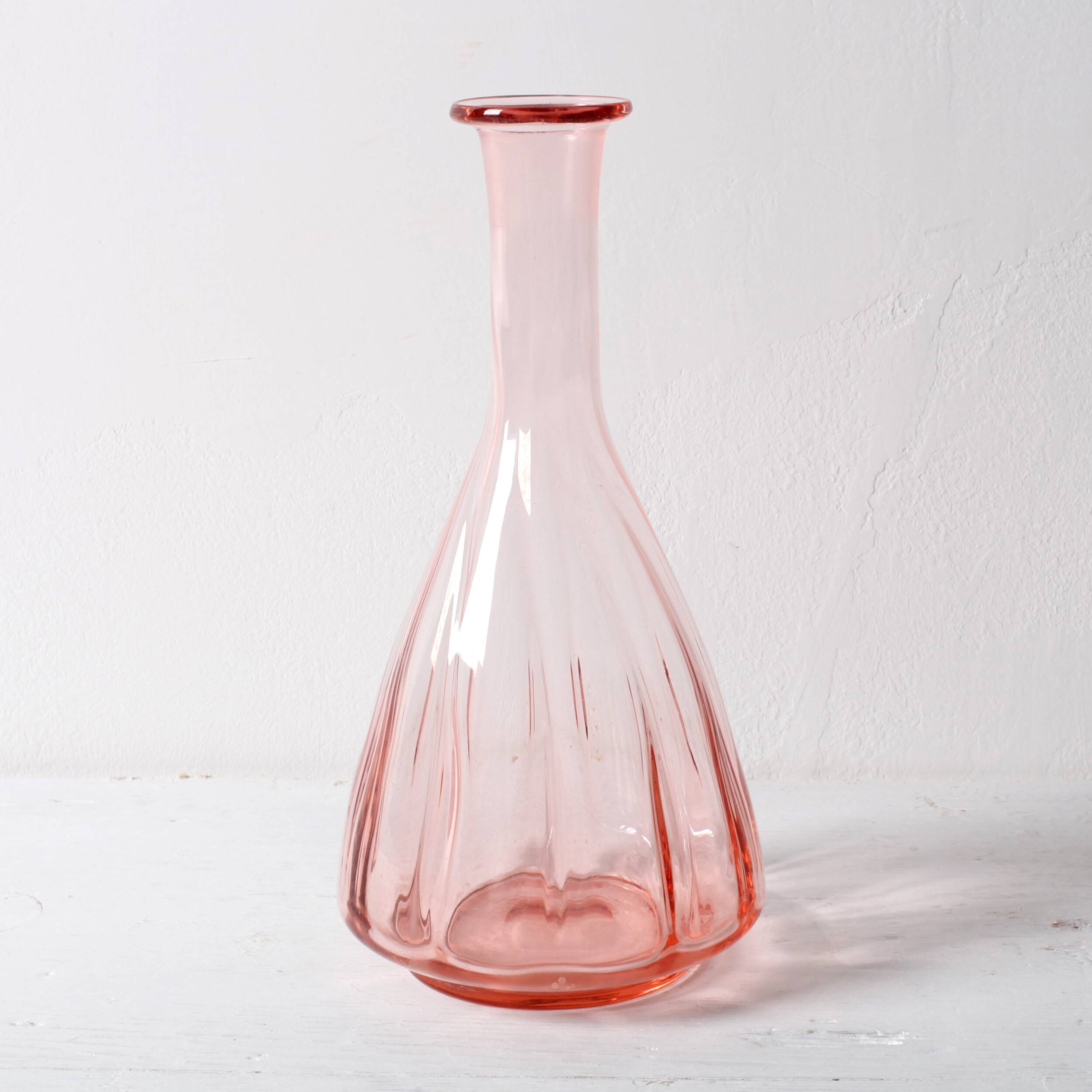 Vintage Pink Glass Decanter: Mid-Century Empoli Carafe, Italy 1930s