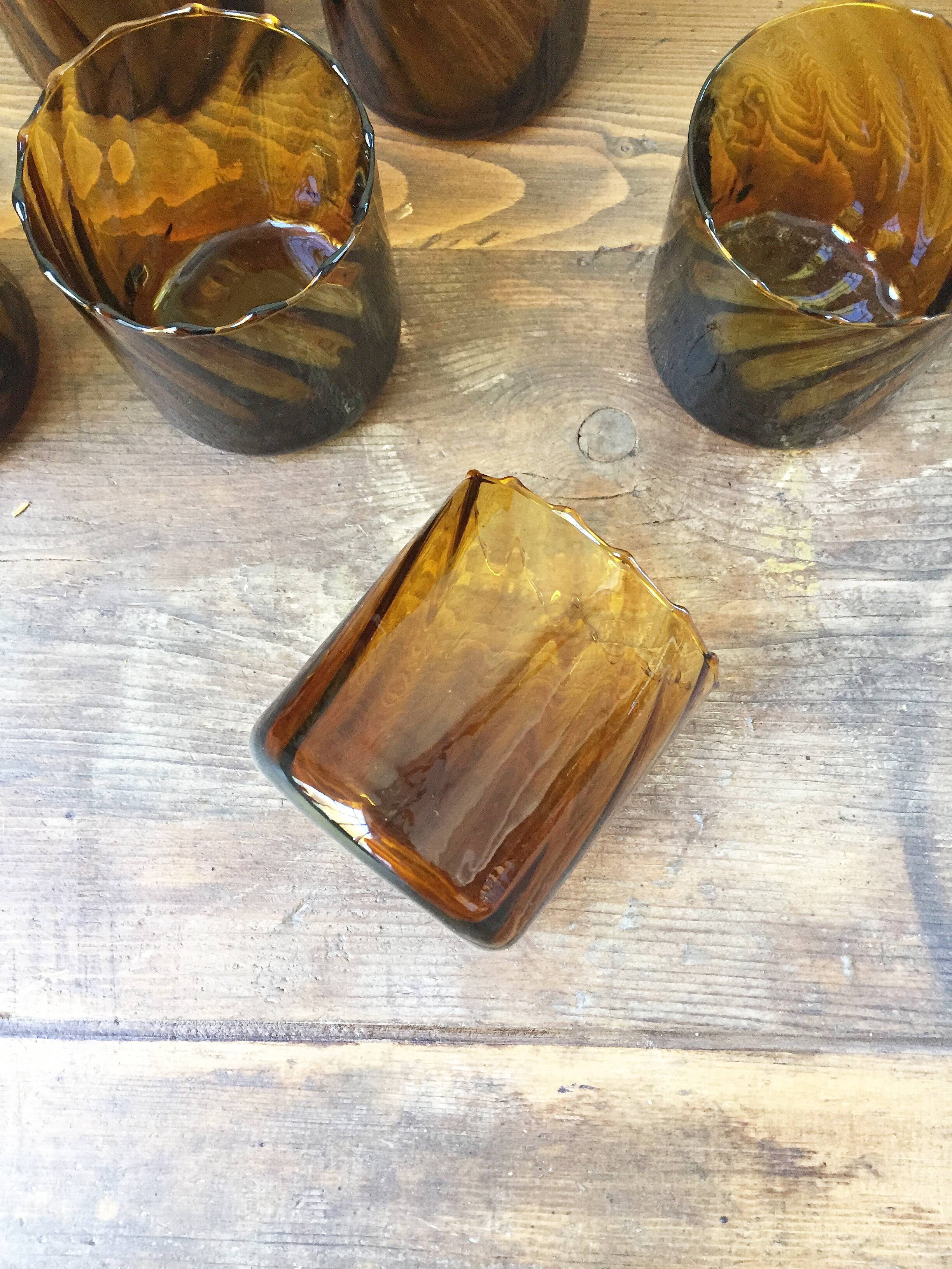 Set of amber glasses