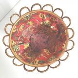 Rattan and floral fabric basket worker