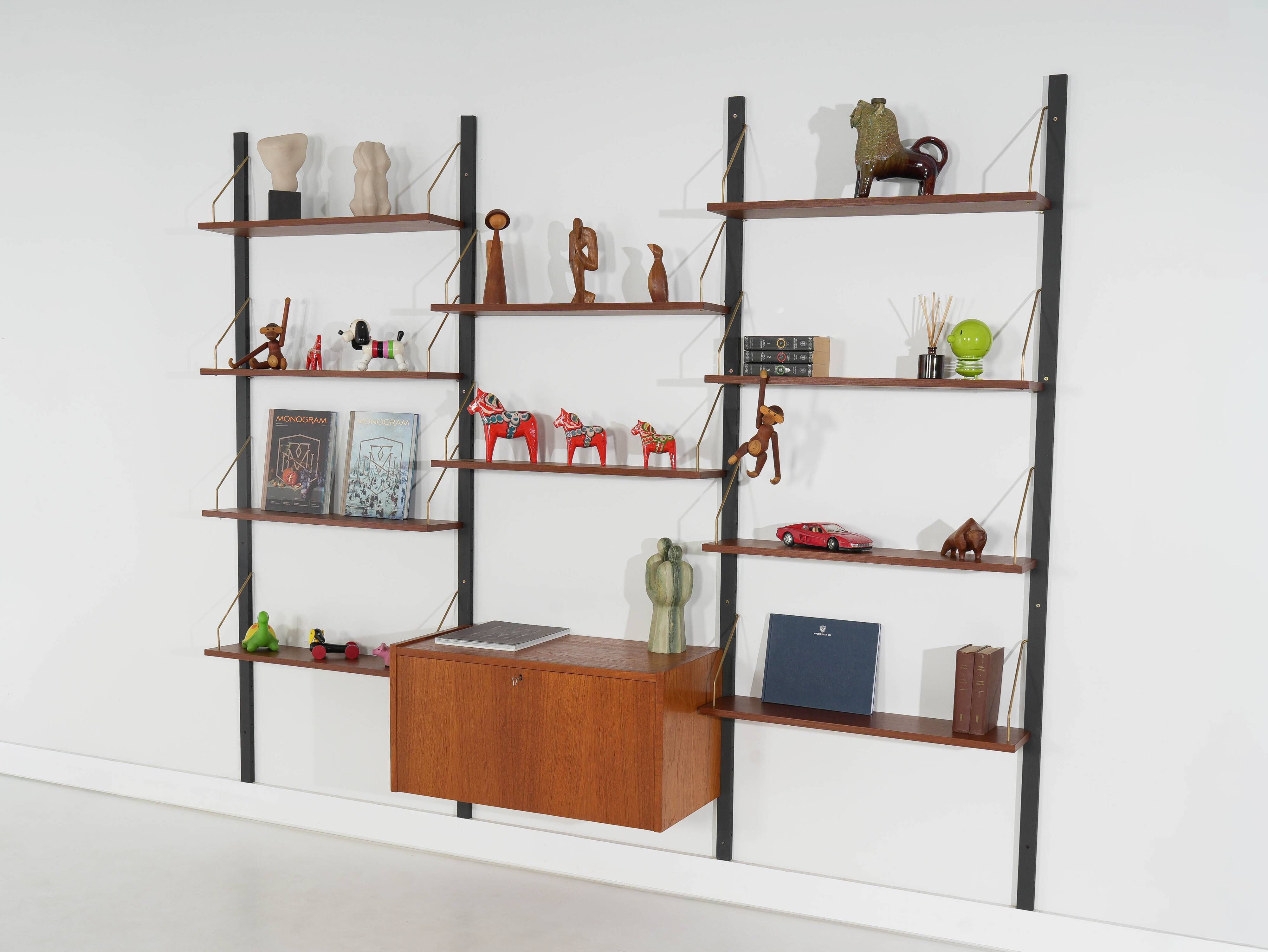 Modular shelving in teak veneer, Denmark, 1970s