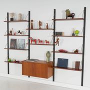 Modular shelving in teak veneer, Denmark, 1970s
