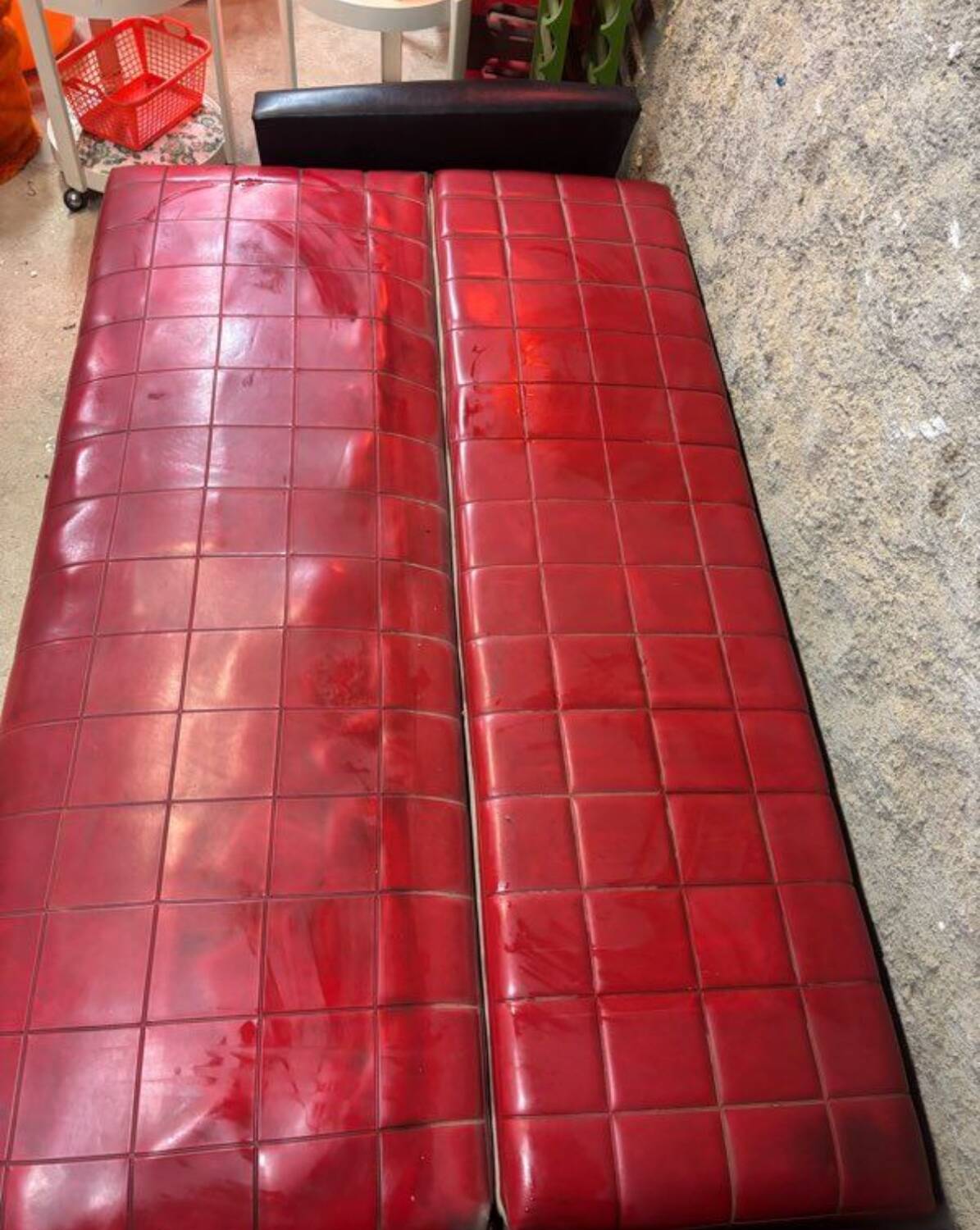 Vintage sofa and 2 armchairs with compass feet