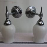 Pair of porcelain wall lamps