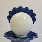 Shell lamp in blue and opaline ceramic