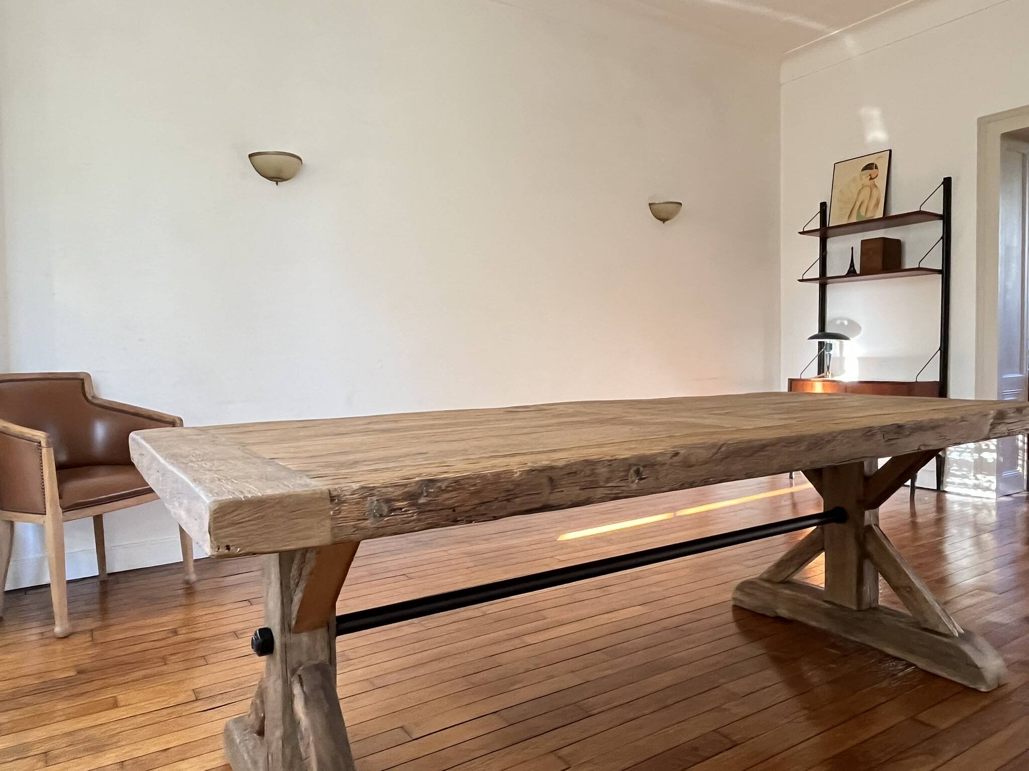 Antique solid oak farmhouse table with star legs - length 200 cm
