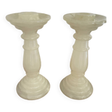 Pair of alabaster candlesticks