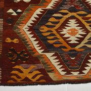5x9 Dark Red & Cream Turkish Antique Kilim Rug, 150x271Cm