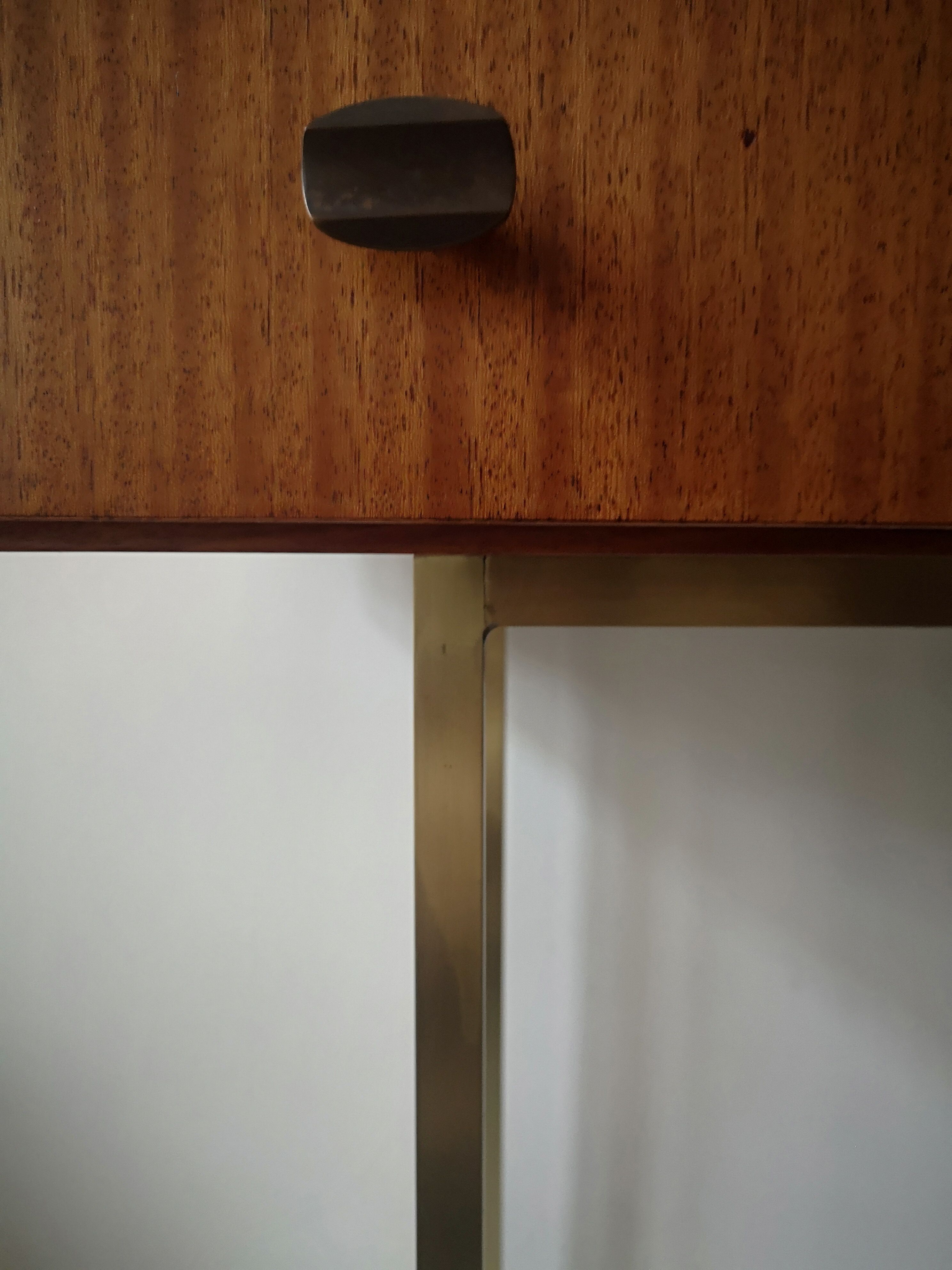 Vintage Scandinavian dressing table brass and wood