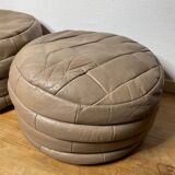 Pair of De Sède patchwork leather poufs