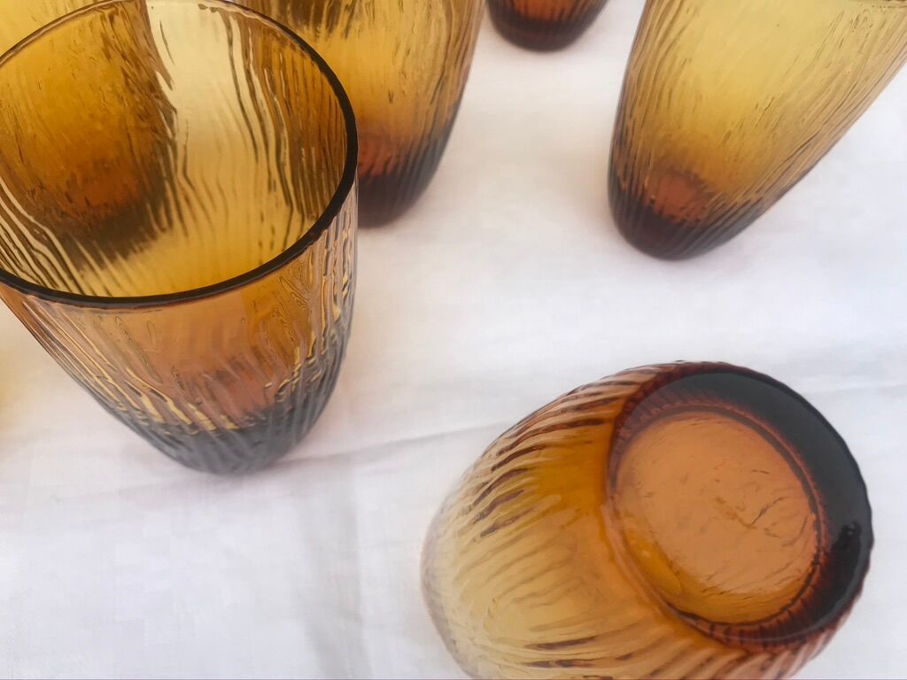 Suite de neuf verres à orangeade 1950/60