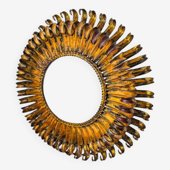 Applique soleil par ferro arte, métal et feuille d'or, espagne, 1960