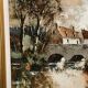 Oil on canvas cottages at the water's edge by Claude Mourier 1980