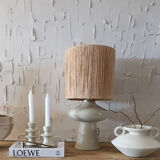 Tadelakt lamp with raffia lampshade