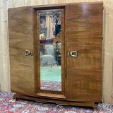 Art Deco 3-door walnut wardrobe - 1930s