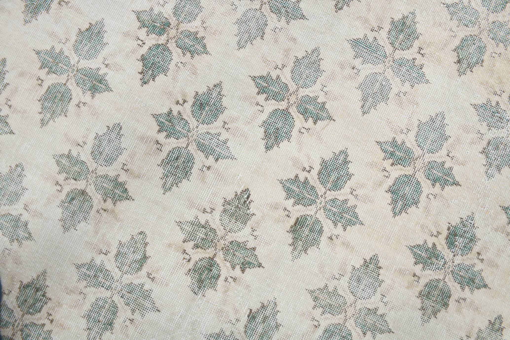 Tapis vintage géométrique beige délavé 7x10, 198x296 cm