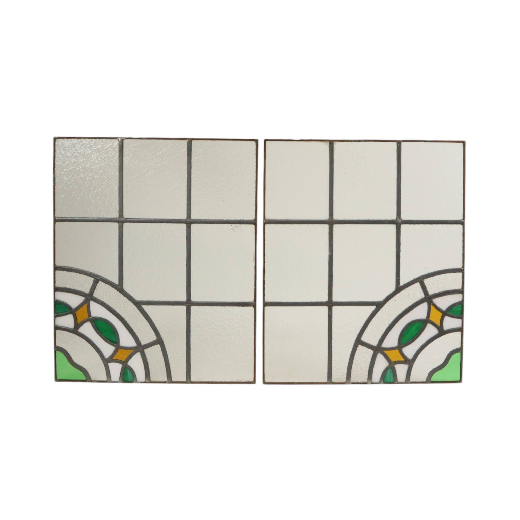 Colorful Art Deco Floral Stained Glass Window 51x42cm