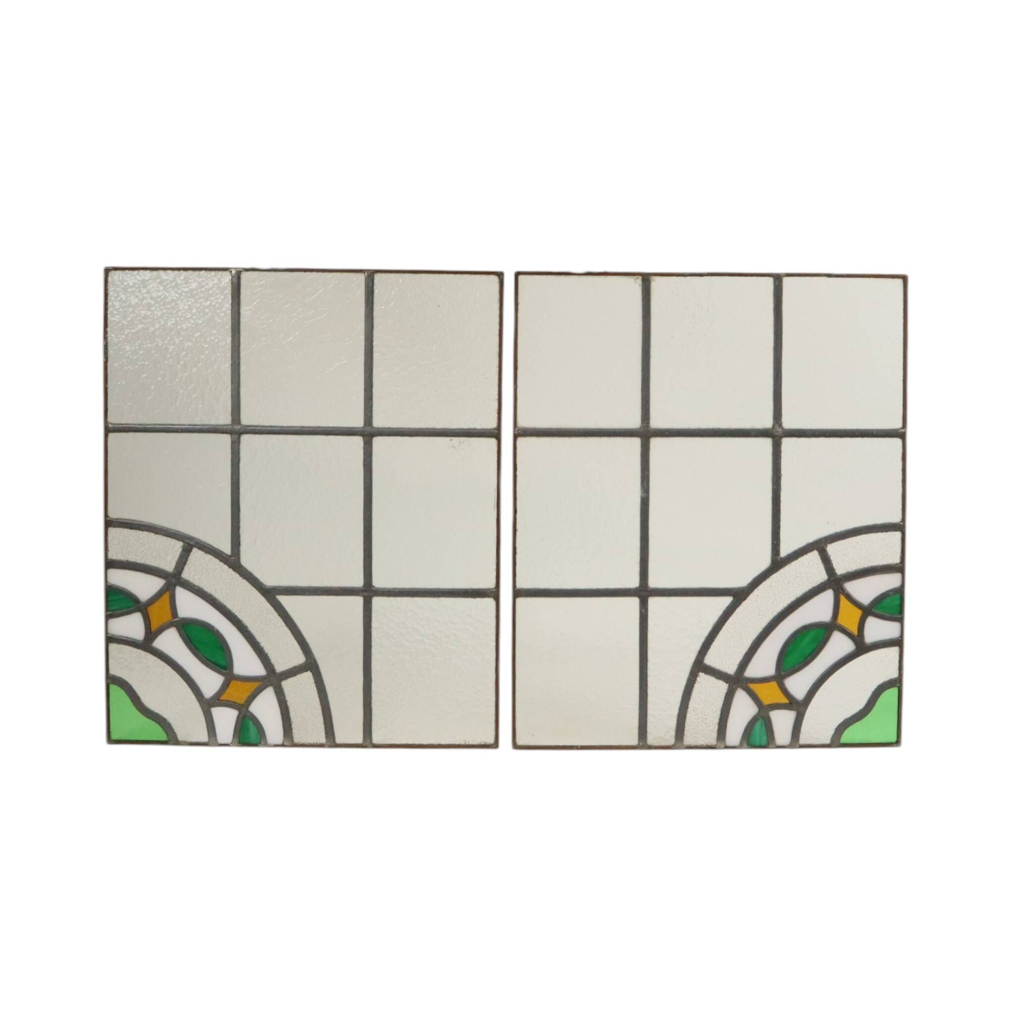 Colorful Art Deco Floral Stained Glass Window 51x42cm