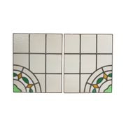Colorful Art Deco Floral Stained Glass Window 51x42cm