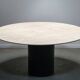 Table à manger Tobio en travertin et cuir par Afra & Tobia Scarpa pour B&B Italia, 1977