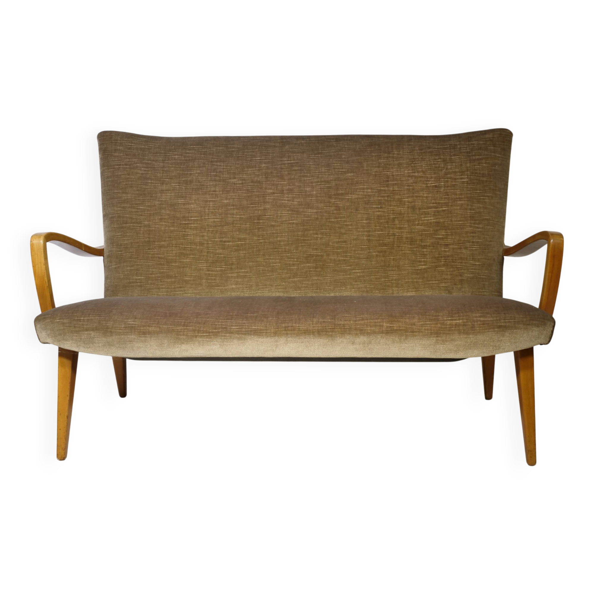 Canapé cocktail à deux places de style mid-century avec revêtement en velours, années 1960