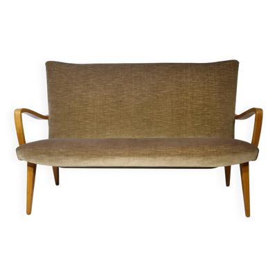 Canapé cocktail à deux places de style mid-century avec revêtement en velours, années 1960