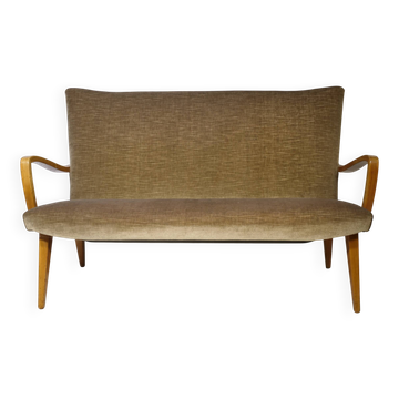 Mid Century Two Seat Cocktail Sofa with Velvet Upholstery, 1960s