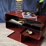 Side table, metal and smoked glass according to François Monnet