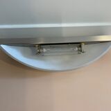 Rectangular wall lamp, brushed metal and glass