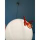 Italian Glass Opalino Pendant With Red Butterfly
